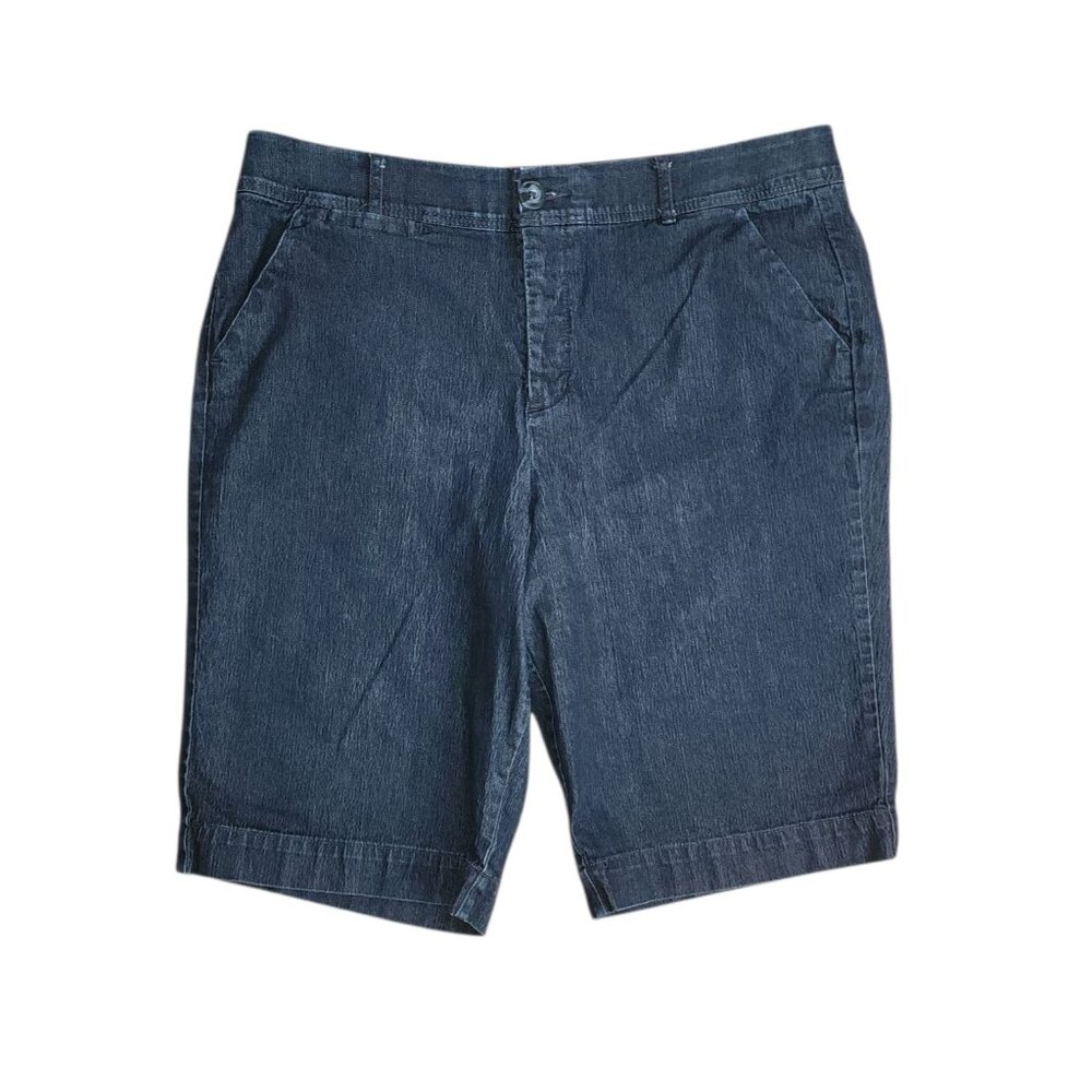Christopher & Banks Jean Shorts Womens Size 16 Blue Denim Bermuda‎ Knee Length